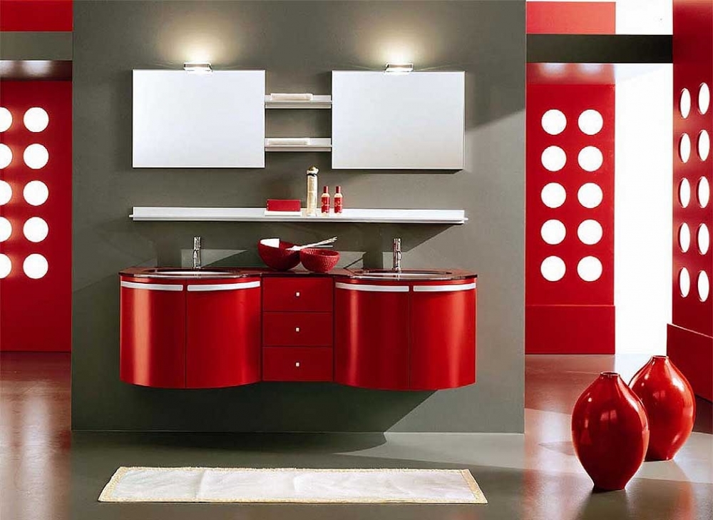 Красный цвет в дизайне интерьера ванной комнаты